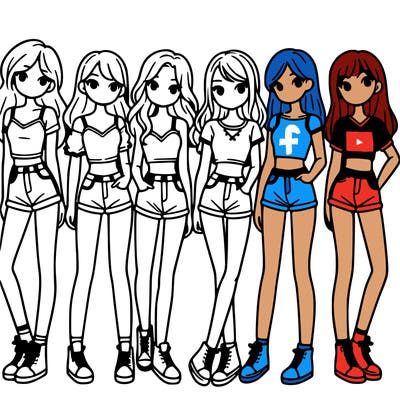 a group of girls wearing crop tops and shorts