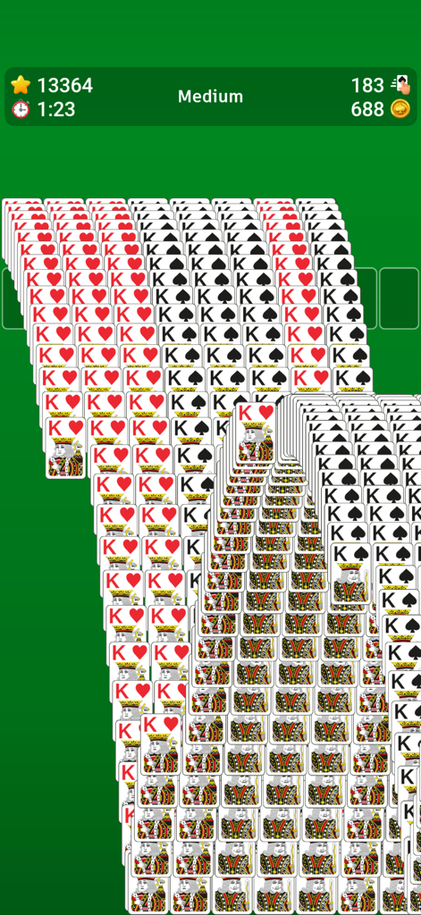 Spider Solitaire` - A classic card waterfall win animation in Spider Solitaire game