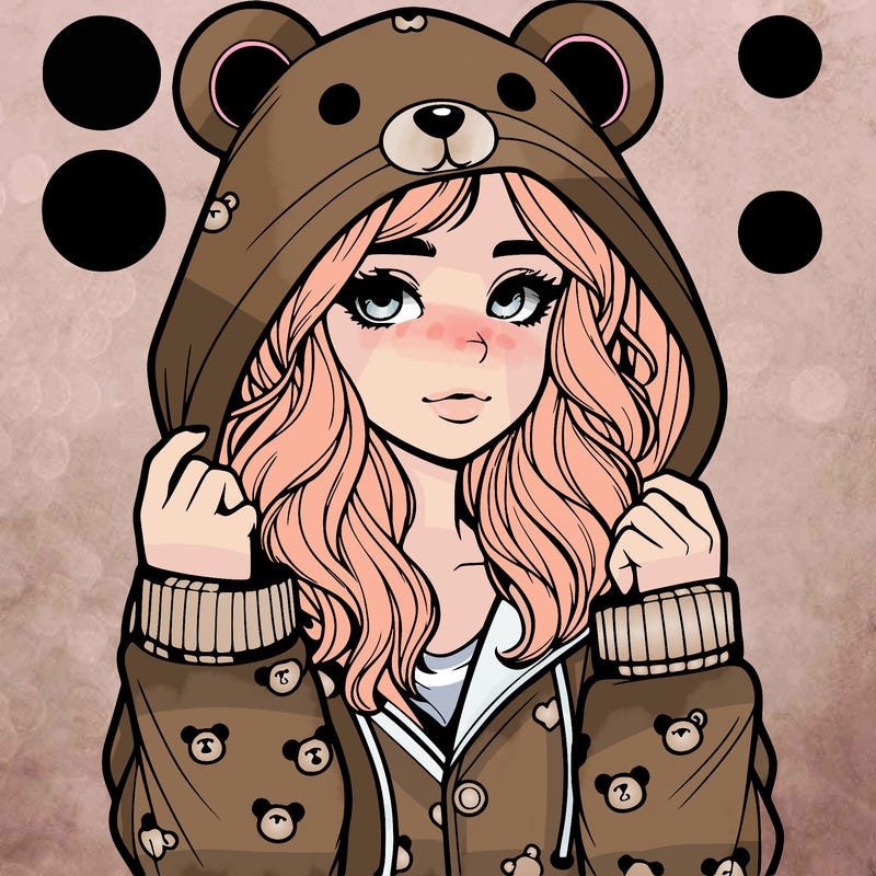 realistic girl in a animal pjs hoodie