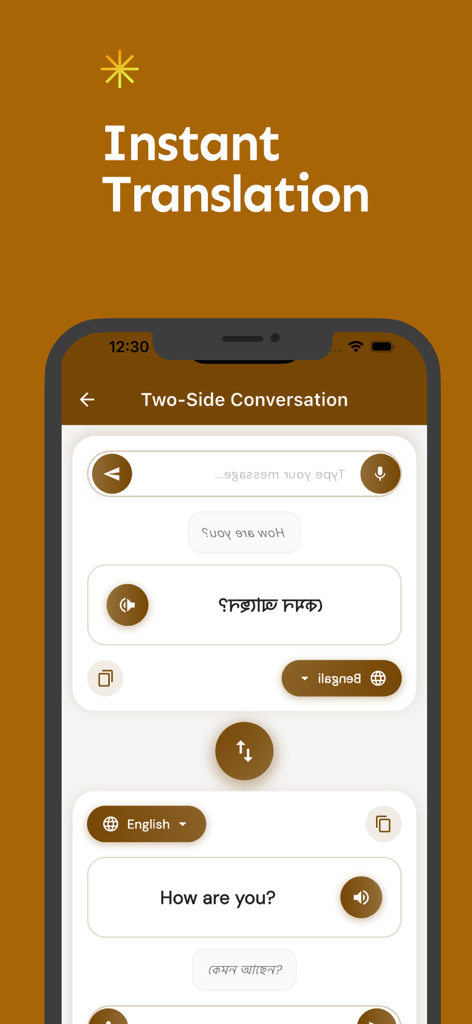 English Bangla translator - Instant translation between English and Bangla in a two-side conversation