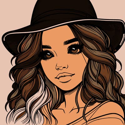 realistic girl with hat