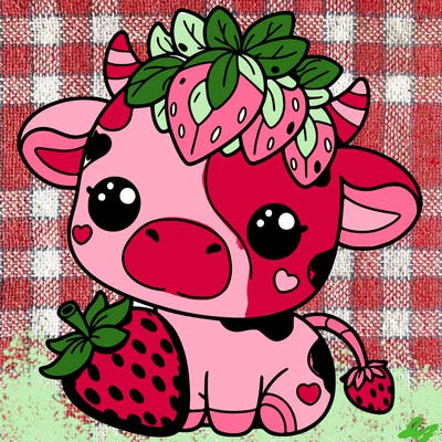 cute strawberry cow