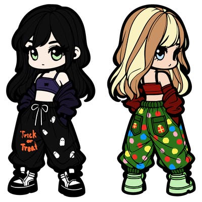 girl in crop top and baggy pants