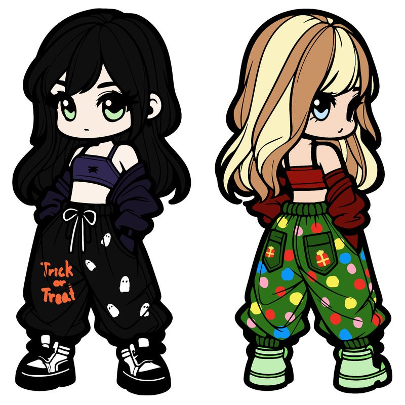 girl in crop top and baggy pants