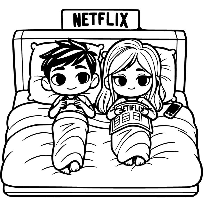 a girl and boy in bed netflix and chilling