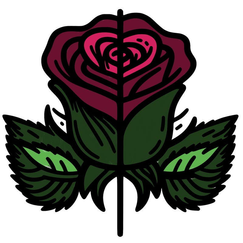 rose split down middle