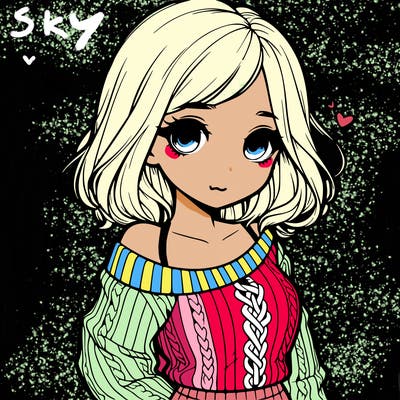 realistic girl with really cute sweater