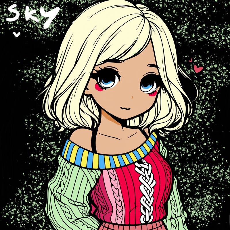 realistic girl with really cute sweater