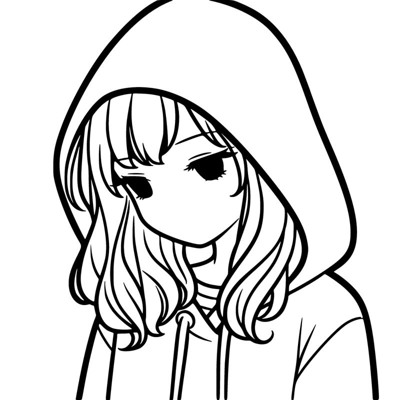 girl with a hoodie with hood over her head