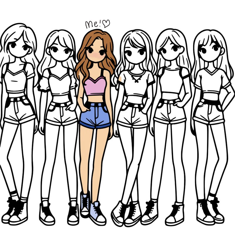 a group of girls wearing crop tops and shorts