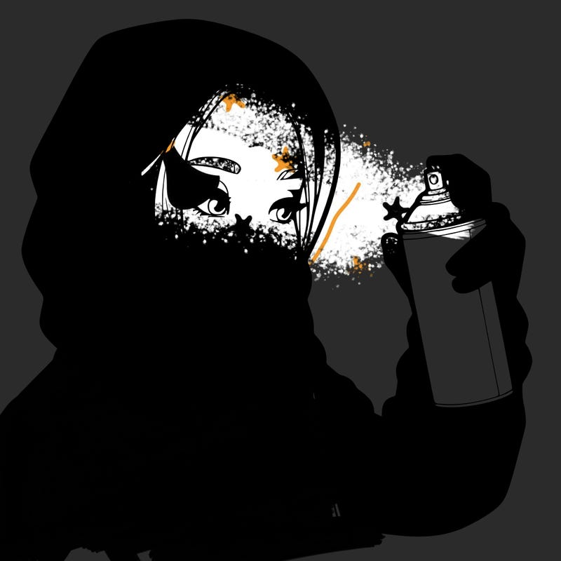 a realistic girl, spray painting