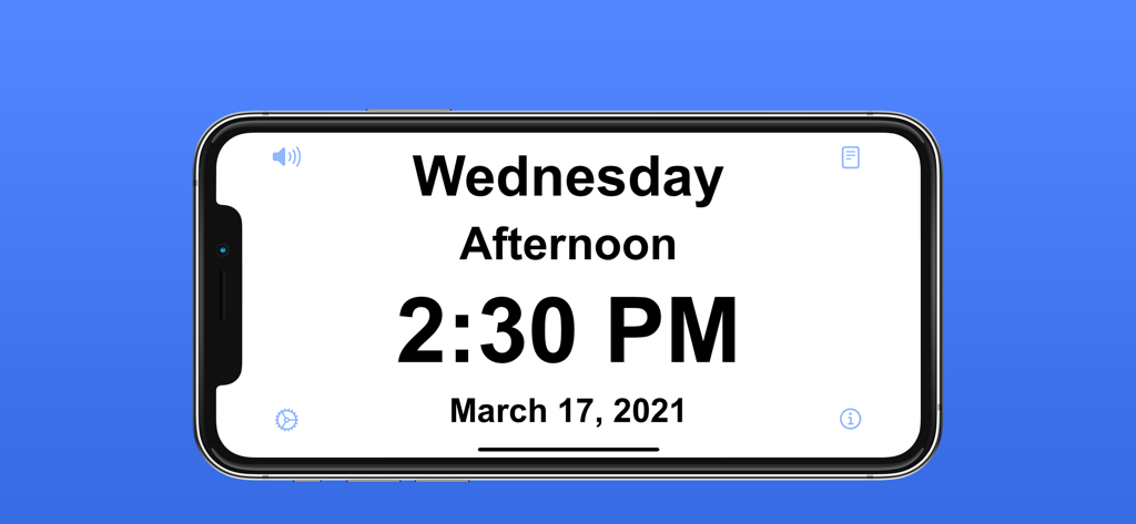 ShowTime Simple Clock Display - High contrast digital clock for seniors showing Wednesday afternoon at 2:30 PM