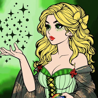 realistic women sorcerer using magic