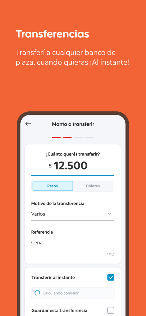 Scotia Movil app interface for making instant bank transfers