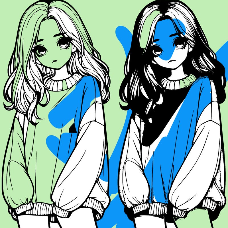 realistic girl with baggy sweater