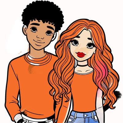 black girl and white boy teen couple