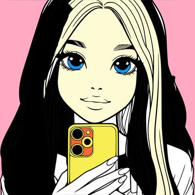 realistic girl with a phone