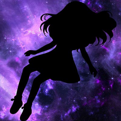 realistic girl floating