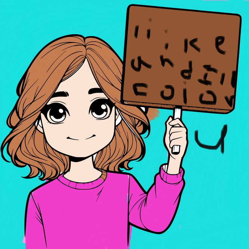 realistic girl holding up a sign