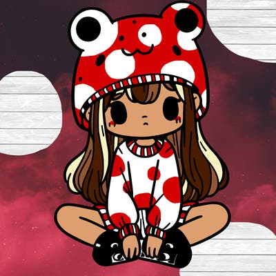 a girl wearing a frog hat and some frog socks