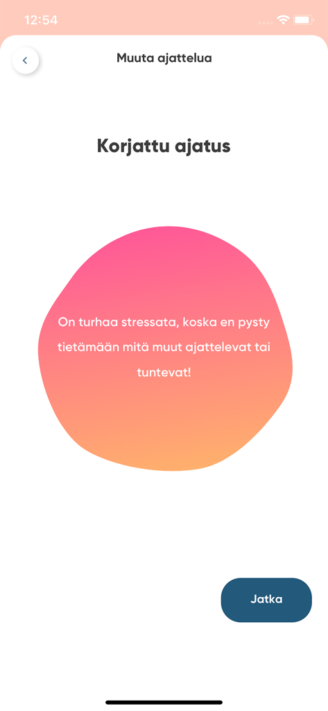 Chillaa - A screen from the Chillaa app displaying a mindfulness exercise to help manage social stress and intrusive thoughts