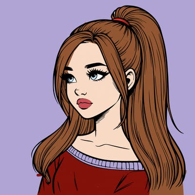 realistic girl with a high ponytail