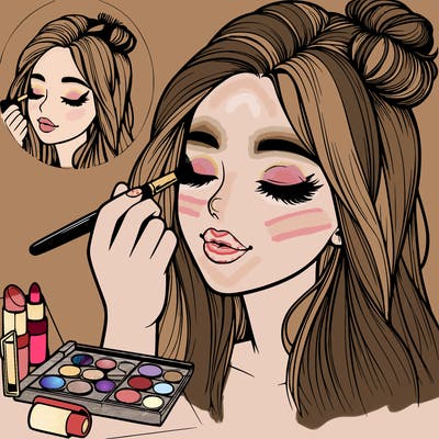 realistic girl doing makeup