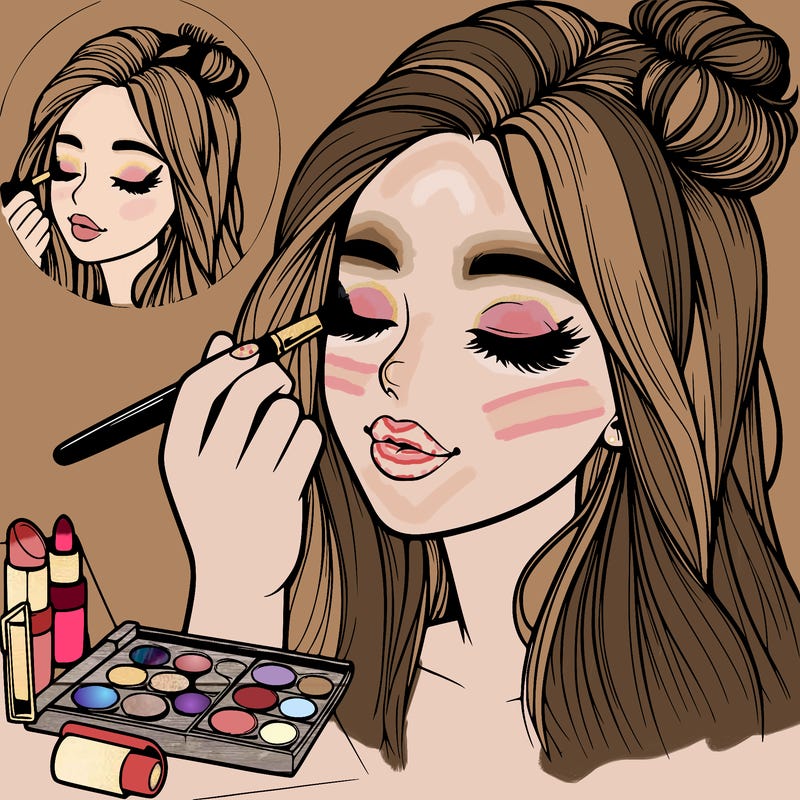 realistic girl doing makeup