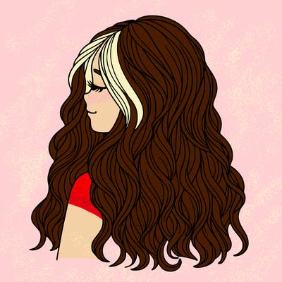 girl with long wavy hair