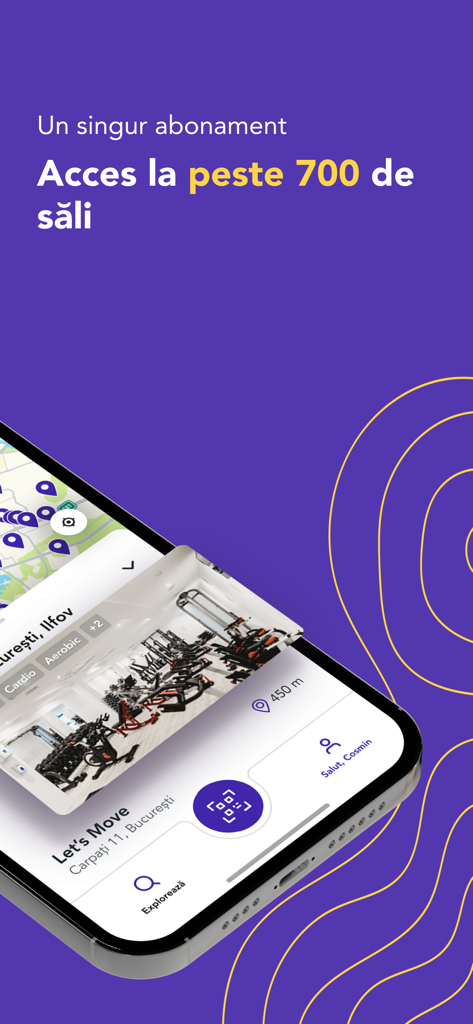 ESX mobile app showing access to over 700 gyms with a single subscription