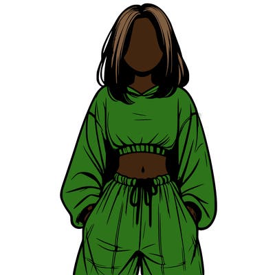 realistic girl faceless with baggy pants and a crop top