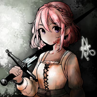 realistic girl with a sword