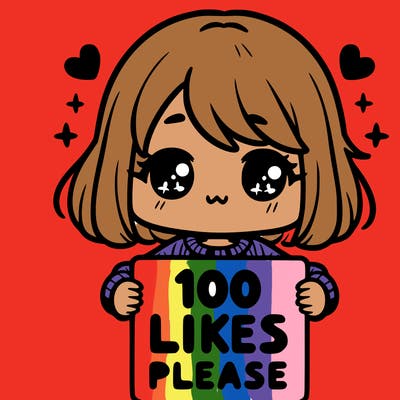 cute girl holding a sign saying 100 likes please