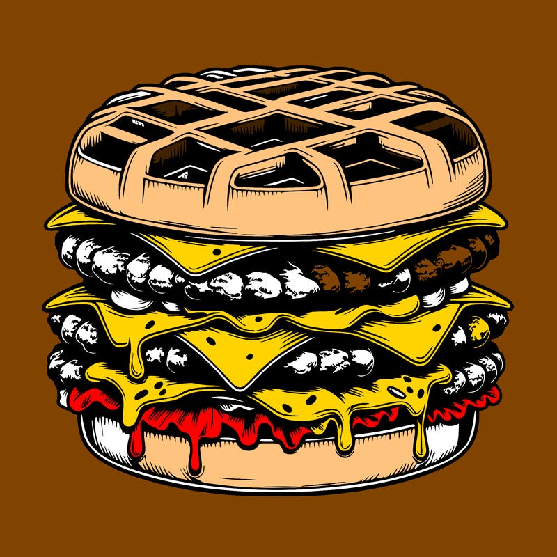 realistic waffle burger