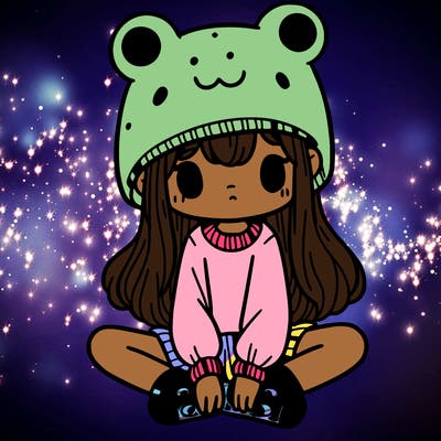 a girl wearing a frog hat and some frog socks