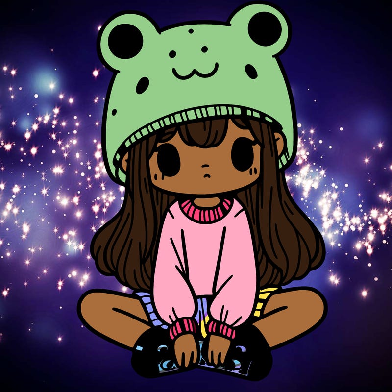 a girl wearing a frog hat and some frog socks