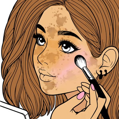 a realistic girl doing her makeup