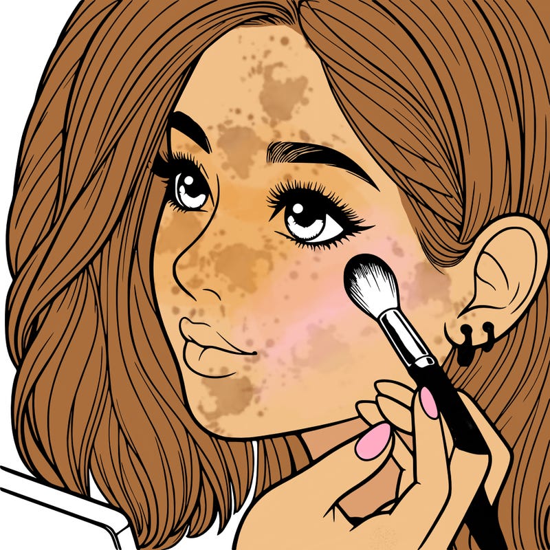 a realistic girl doing her makeup