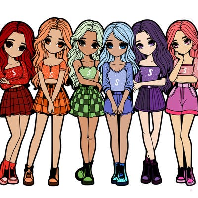 a group of girls realistic