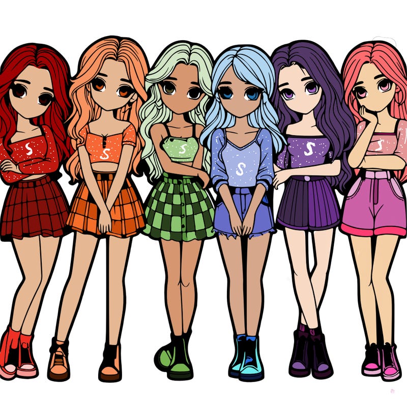 a group of girls realistic