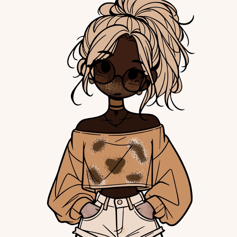 girl with a messy ponytail glasses a baggy crop top and jean shorts