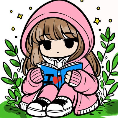 girl in oversized hoodie reading a book