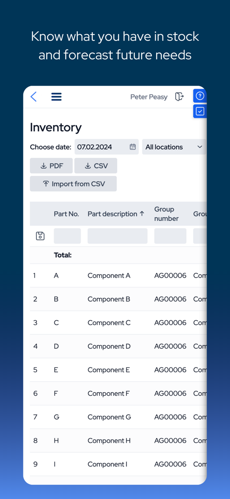 MRPeasy - MRPeasy mobile app interface showing inventory management and stock tracking features for manufacturers
