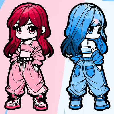 girl in crop top and baggy pants