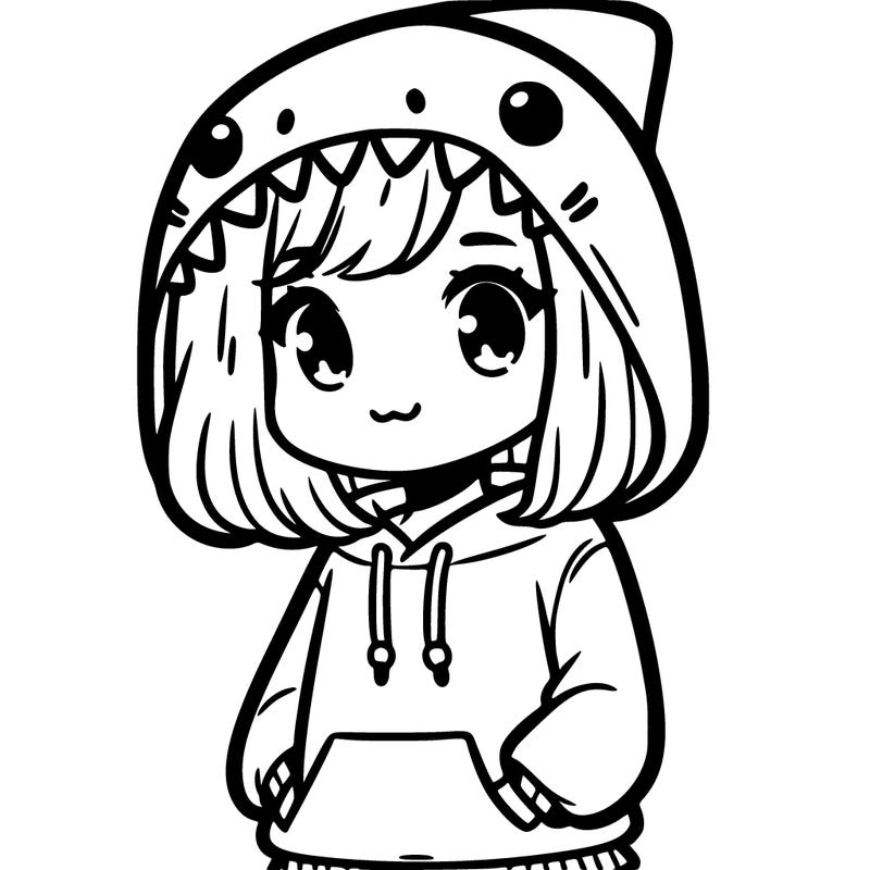 girl in shark hoodie