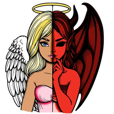 realistic angel half demon