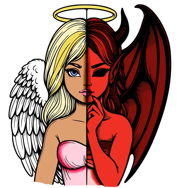 realistic angel half demon