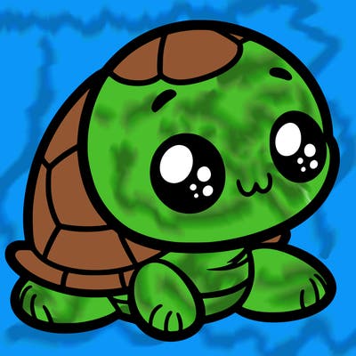 cute little animated turtle