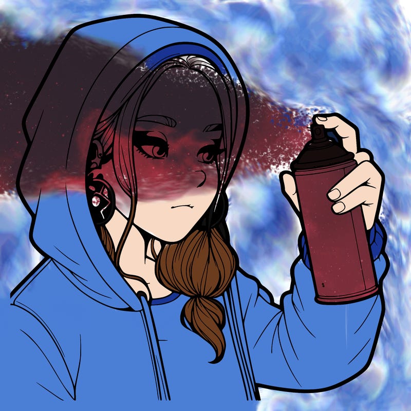 a realistic girl, spray painting