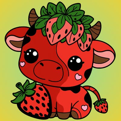 cute strawberry cow